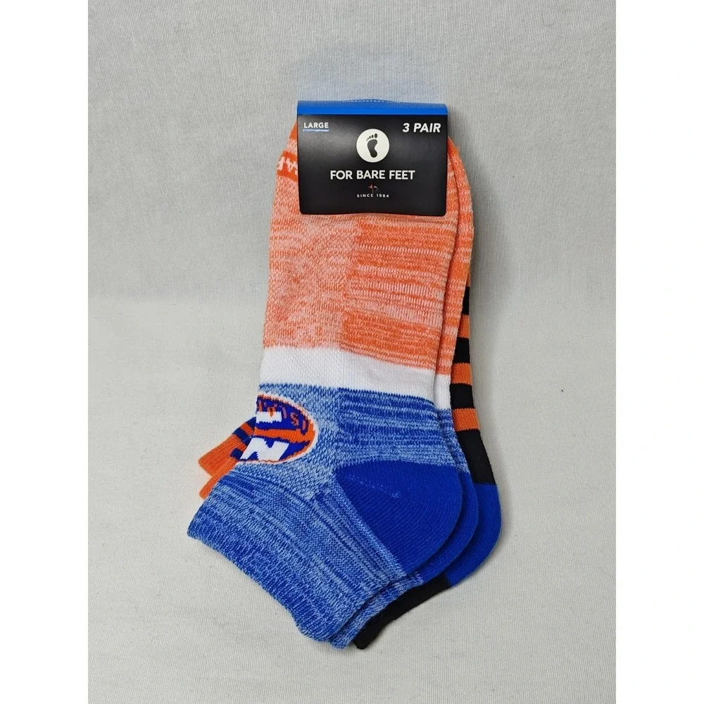 NWT‎ Socks For Bare Feet 3-pack New York Islanders NHL Men's Size L 10-13 NEW!